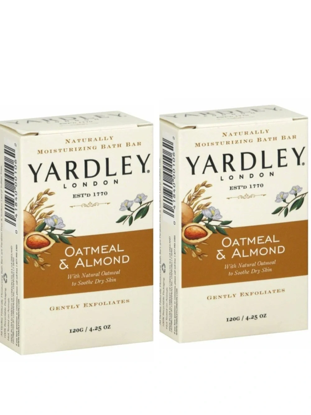 Yardley Of London Oatmeal and Almond Nourishing Bath Bar Luxury Beauty Soap 2 Pk